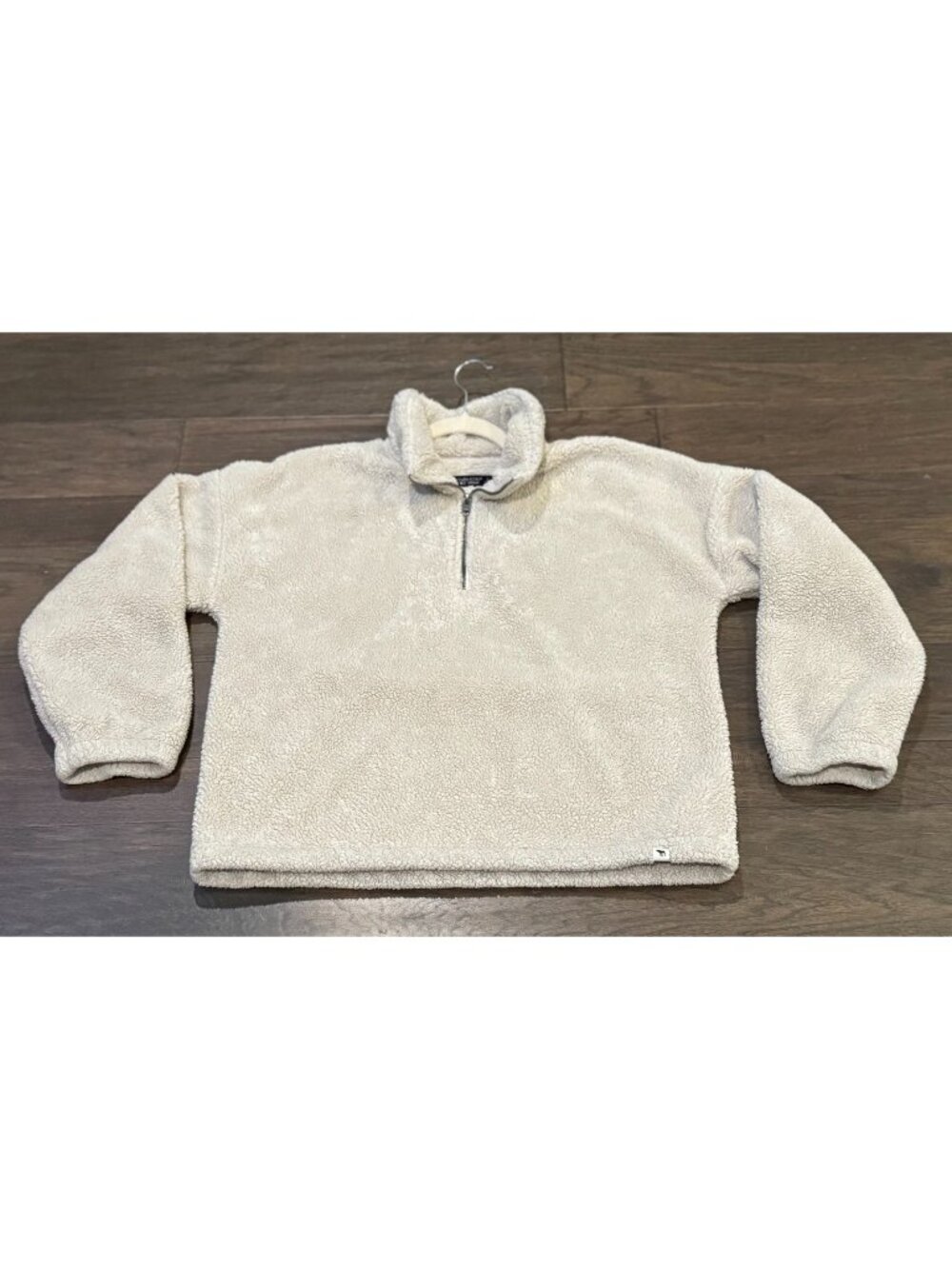 Abercrombie & Fitch Cream Sherpa Fleece Quarter-Zip Pullover Jacket Women L